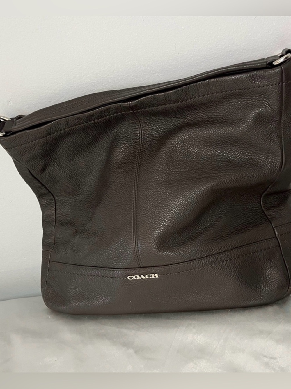 Coach Dark Brown Pebbled leather  Shoulder Bag
